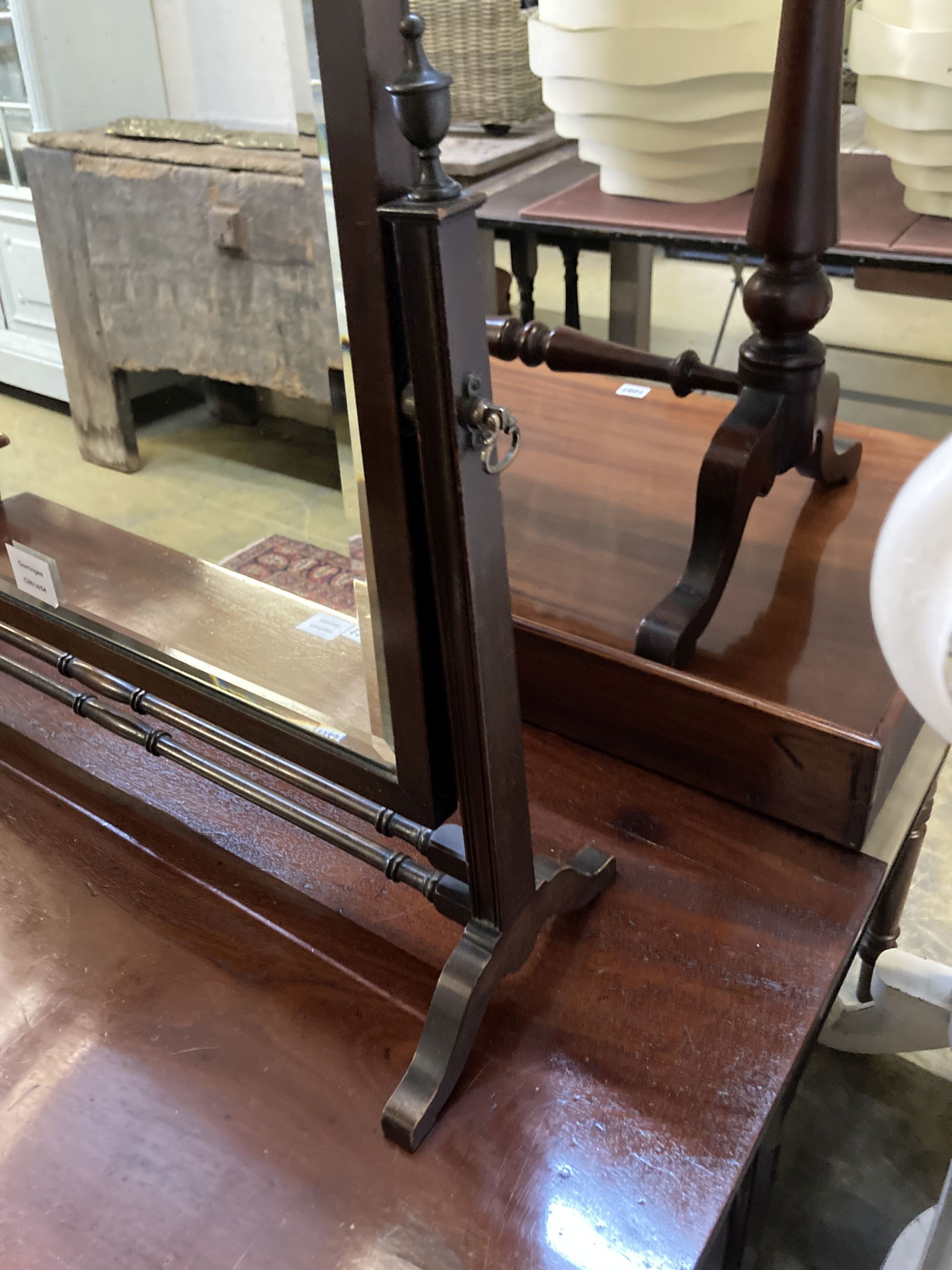 A Regency style mahogany skeleton frame toilet mirror, width 62cm height 54cm